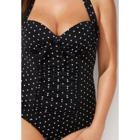 Plus Size Polka Dot Underwire Maillot - Picture 3 of 16